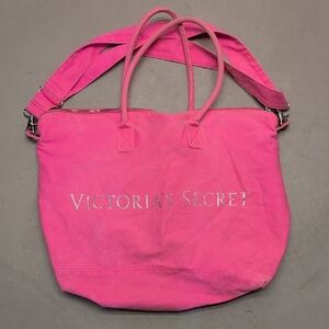 Victoria’s Secret Neon Hot Pink Large Canvas Duffle Weekender Bag